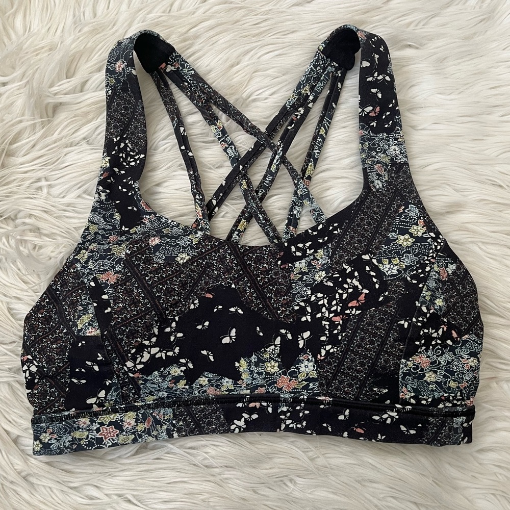 {Lululemon} Free To Be Serene Bra in Assemblage Alpine White Multi - Women’s 4